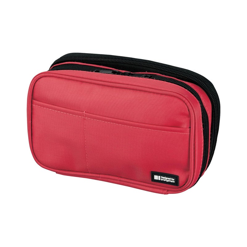 LIHIT LAB Large Capacity Double Zipper Pencil Case For School Office College, Big Capacity 6 Compartments Pencil Bag Holder Adults Teen Boys Girls, Travel Cosmetics Storage, Coral (A7555-103) - Image 1